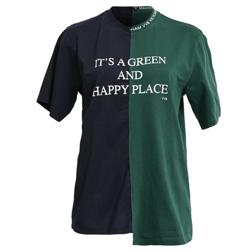 VVB Victoria Beckham Printed T-shirt in Green Organic Cotton